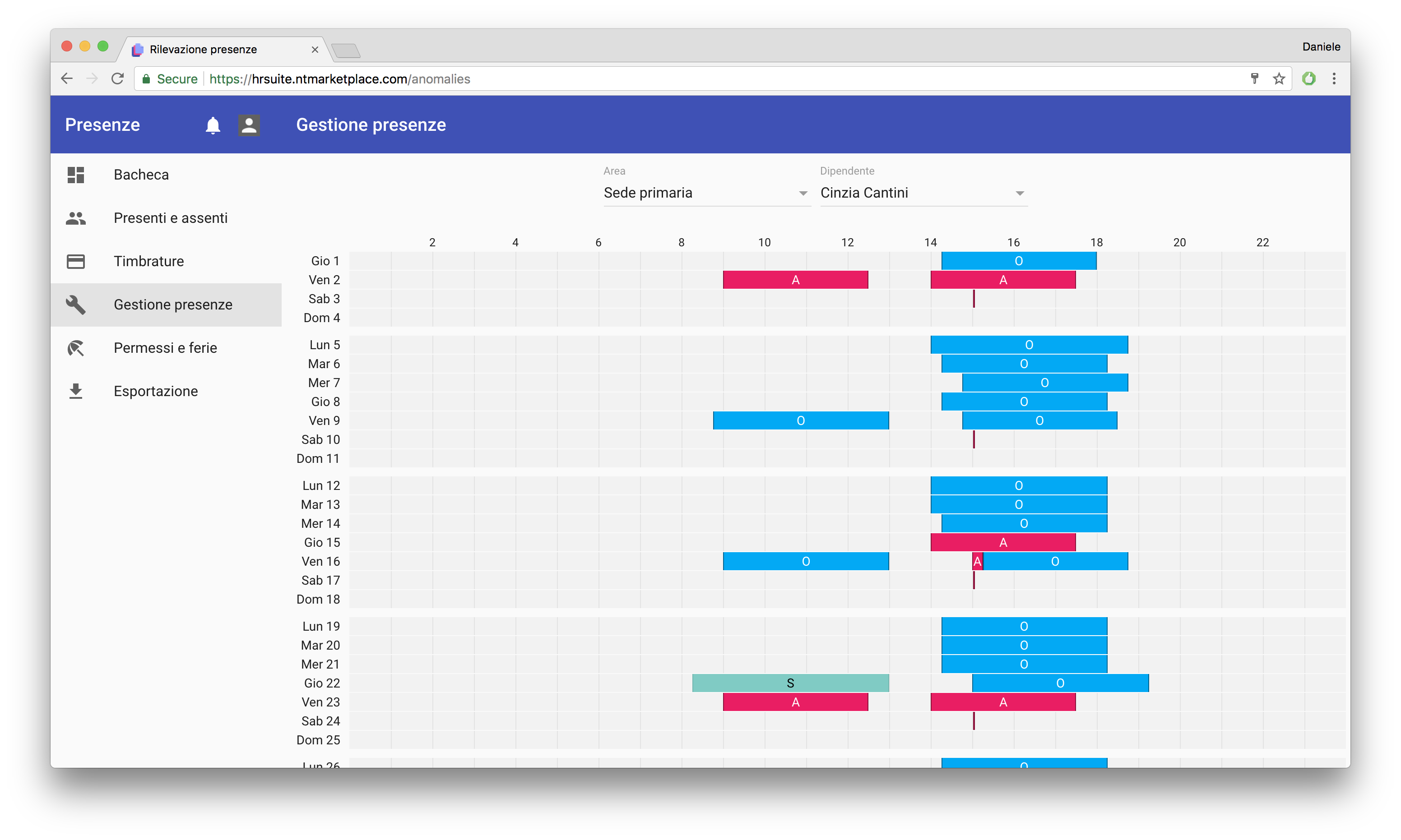 Immagine software di rilevazione presenze